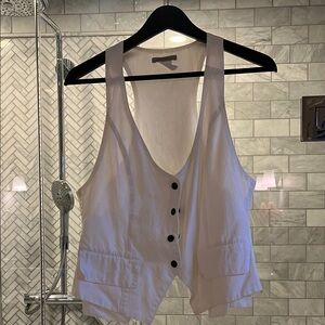 Sarah Pacini Cream Button-Front Vest Top